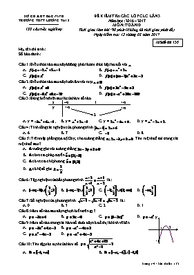 Đề kiểm tra các lớp lần 3 năm học 2016  2017 môn Toán 10 - Mã đề thi 135